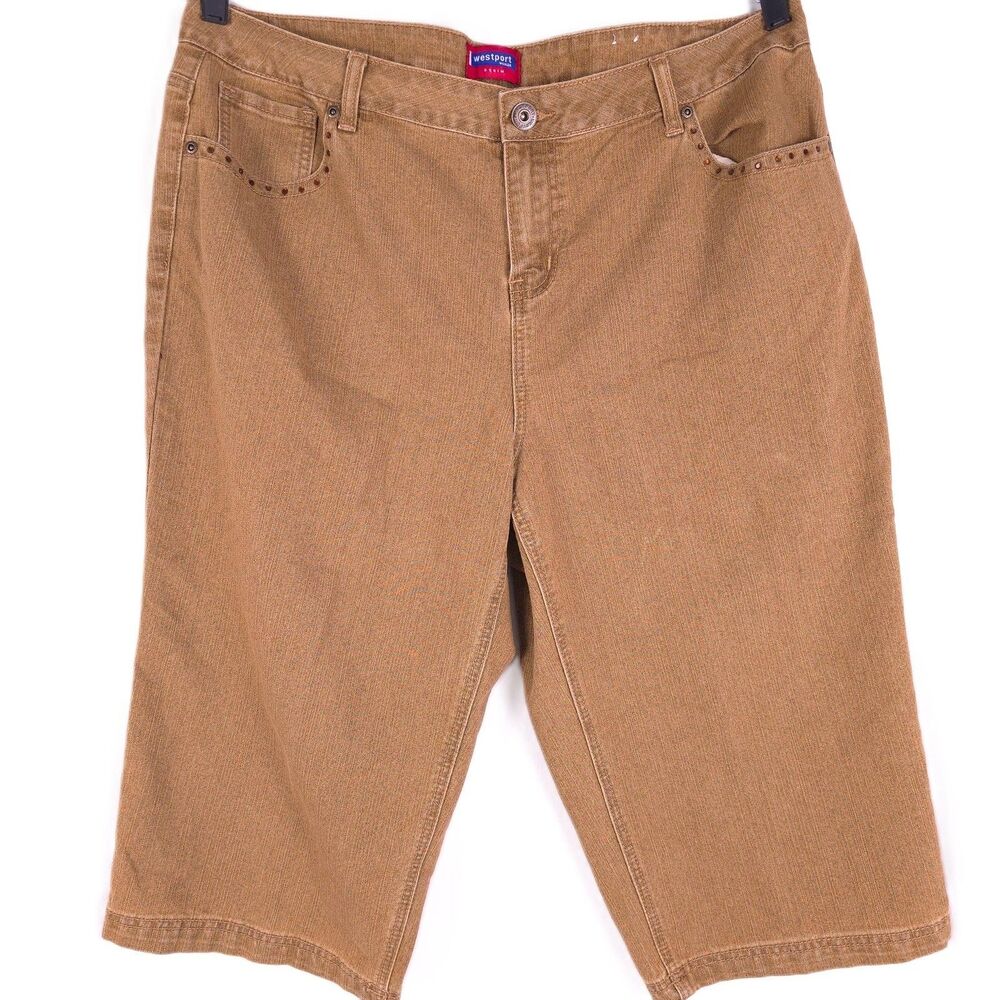 Westport denim Shorts Womens Size 18 Brown Denim Embellished